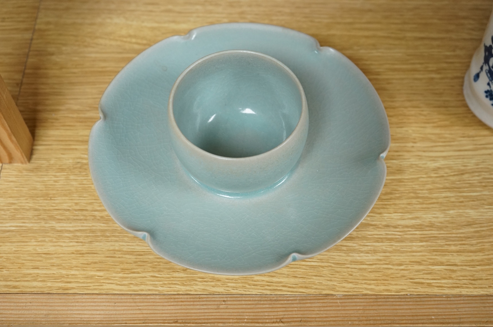 A Chinese Jun type lotus dish, 19cm in diameter